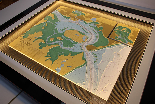 A picture of a nautical chart done in 3D