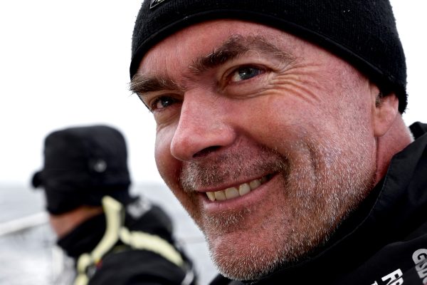 Wearing a black hat and a smile is Bouwe Bekking who has announced he is leading Team Brunel in the Volvo Ocean Race 2017-18