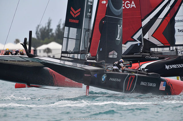 Two America's Cup catamarans go neck and neck