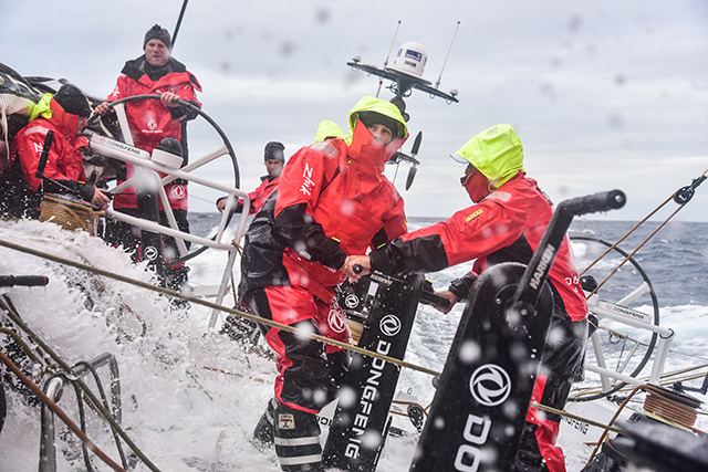 Members of the Dongfeng Race Team who are training for the Volvo OCean Race 2017-18