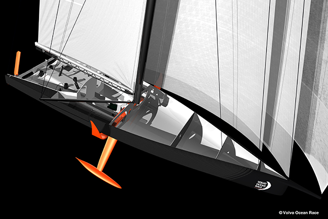 a render of an offshore racing boat for the Volvo Ocean Race