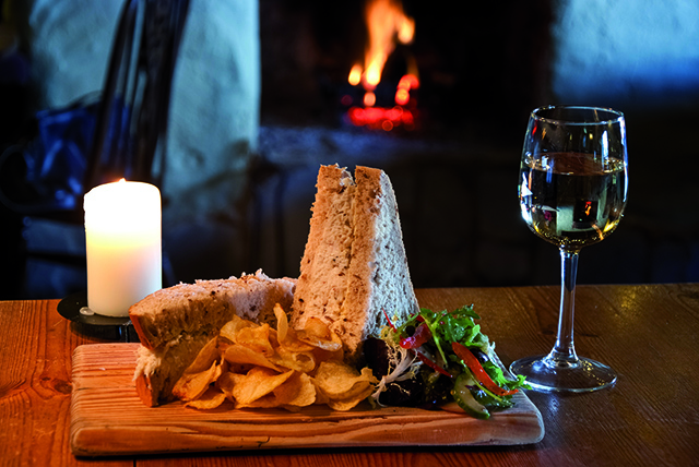 Perfect pub food - a Cornish crab sandwich at the Pandora Inn
