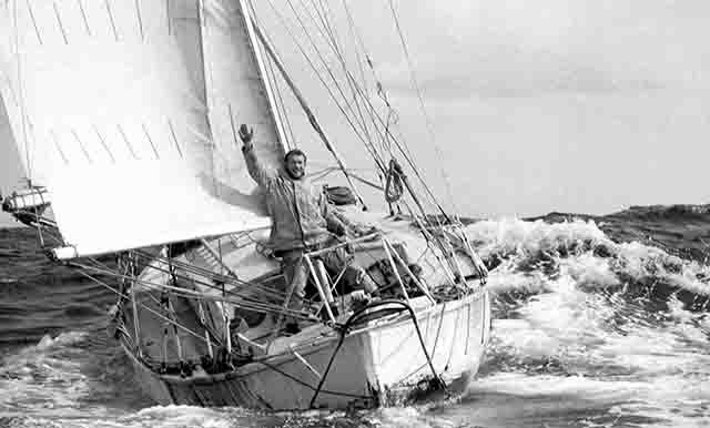 Robin Knox-Johnston on board Suhaili as he finished the Sunday Times Golden Globe Race