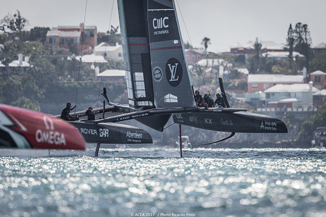 R1 - Britain's America's Cup boat on the water foiling