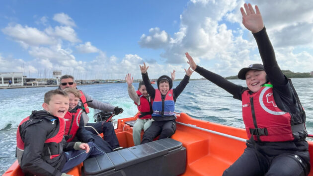 Year 5 pupils from Norwood Primary School in Southport get afloat on the Marine Lake thanks to West Lancashire Yacht Club