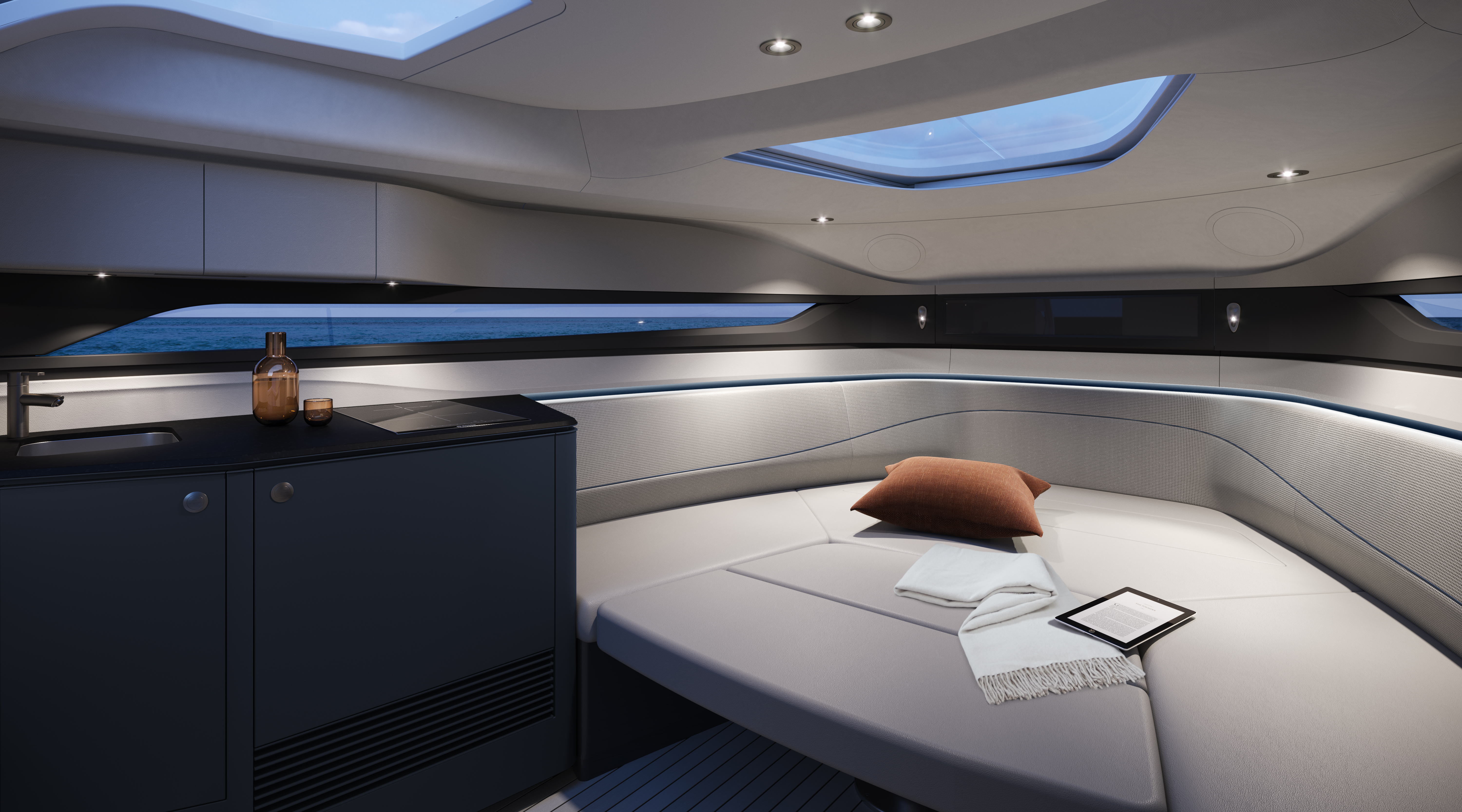 Princess R35 - Cabin (Oxygen scheme) at dusk