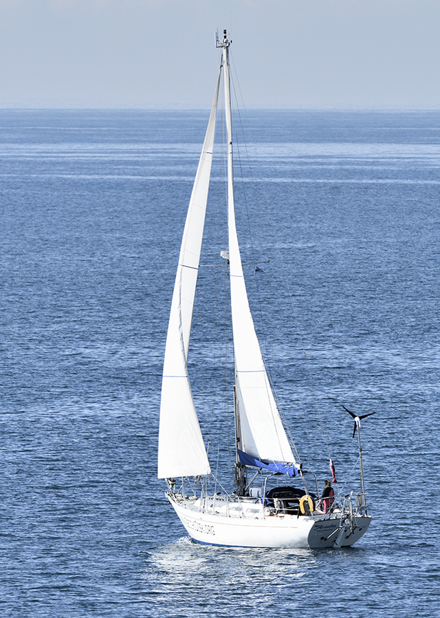 A Rustler white yacht on the ocean