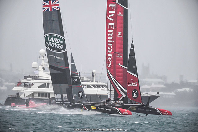 America's Cup racing in squally, windy conditions