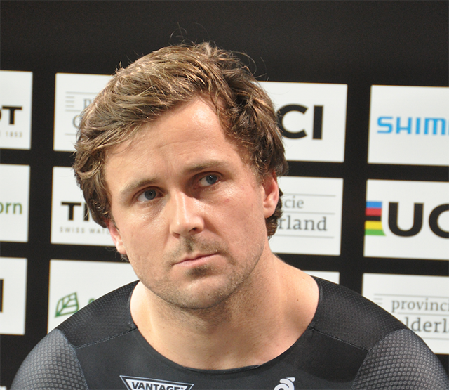 A cyclist who is part of the Emirates Team New Zealand America's Cup team