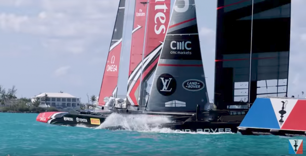 Two America's Cup boats collide