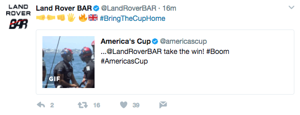 A tweet from Land Rover BAR
