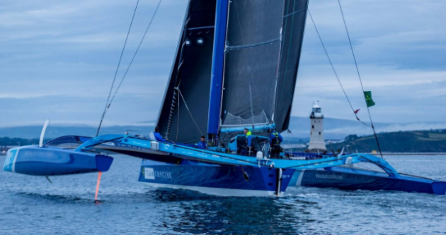 A maxi trimaran in Plymouth