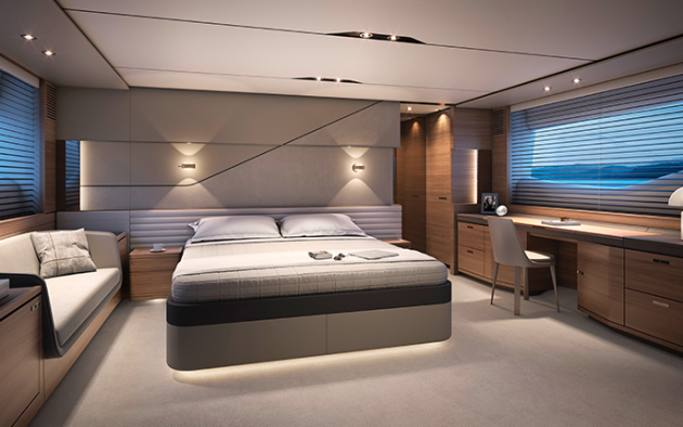 master cabin of a Princess Yacht